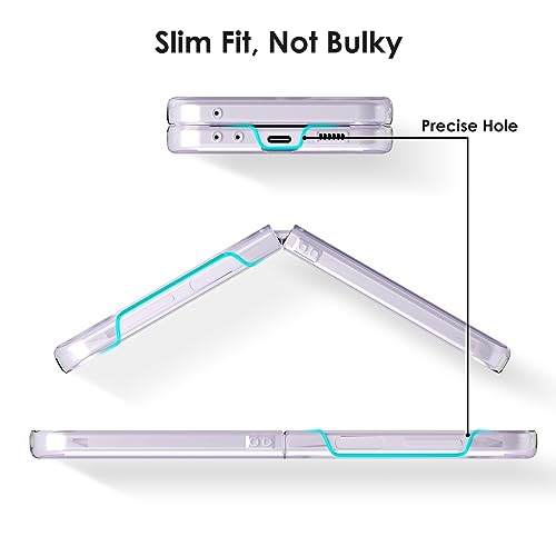 ZIULQIK for Samsung Galaxy Z Flip 5 Case, Clear Shockproof Zflip5 Phone Cover, Slim Thin Protective Cases for Flip5 5G Phone - Transparent