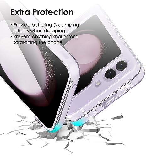 ZIULQIK for Samsung Galaxy Z Flip 5 Case, Clear Shockproof Zflip5 Phone Cover, Slim Thin Protective Cases for Flip5 5G Phone - Transparent