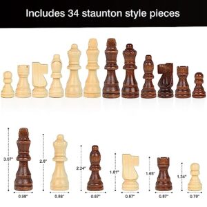 LEAP Wooden Chess Sets - 15" Walnut & Maple Folding Chess Board with with 2 Extra Queens | Wooden Chess Set | Chess Board Set | Chess Sets for Adults | Chess Sets for Adults & Kids