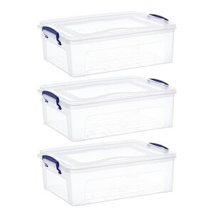 superio clear storage boxes with lids, plastic containers bins for organizing, stackable crates, storage bins organizer for home, office, school, and college (4 quart, 3 pack)
