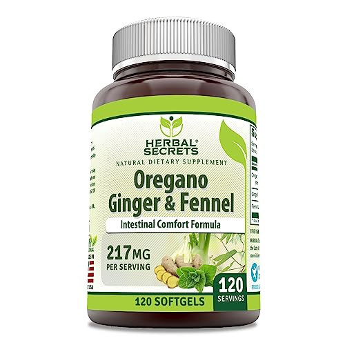 Herbal Secrets Oil of Oregano with Ginger and Fennel Oil 120 Softgels | Non-GMO | Gluten Free | Made in USA