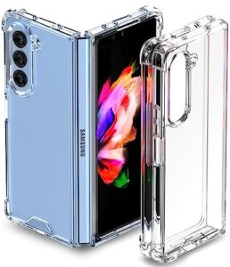 goospery crystal clear bumper case compatible with galaxy z fold 5, ultimate slim pocket friendly thin design super real crystal clear transparent lightweight hard pc back cover - clear
