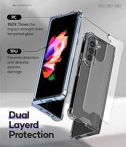 GOOSPERY Crystal Clear Bumper Case Compatible with Galaxy Z Fold 5, Ultimate Slim Pocket Friendly Thin Design Super Real Crystal Clear Transparent Lightweight Hard PC Back Cover - Clear