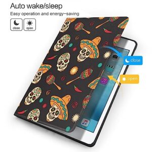 Mexican Style Skull Case Fit for IPad Air 3 Pro 10.5 Inch Case with Auto Sleep/Wake Ultra Slim Lightweight Stand Leather Cases