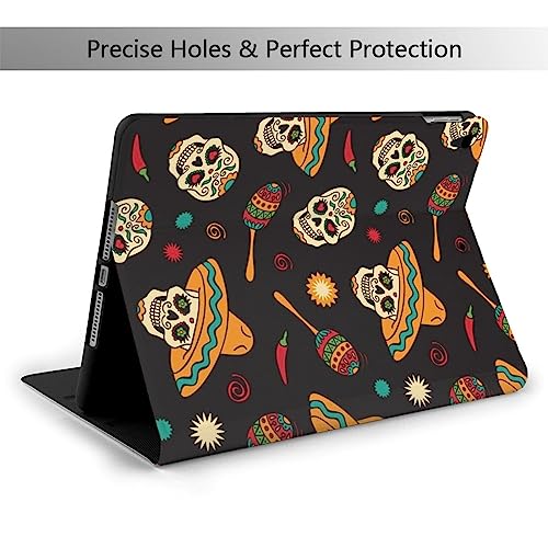 Mexican Style Skull Case Fit for IPad Air 3 Pro 10.5 Inch Case with Auto Sleep/Wake Ultra Slim Lightweight Stand Leather Cases