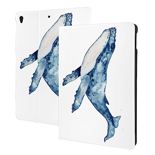 Blue Watercolor Ocean Whale Case Fit for IPad Air 3 Pro 10.5 Inch Case with Auto Sleep/Wake Ultra Slim Lightweight Stand Leather Cases