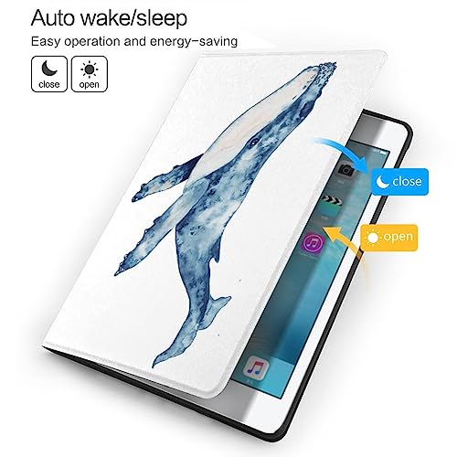 Blue Watercolor Ocean Whale Case Fit for IPad Air 3 Pro 10.5 Inch Case with Auto Sleep/Wake Ultra Slim Lightweight Stand Leather Cases
