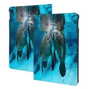 sea animals manatee case fit for ipad air 3 pro 10.5 inch case with auto sleep/wake ultra slim lightweight stand leather cases