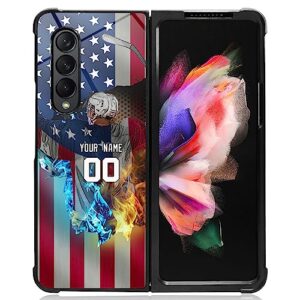 djsok case compatible with personalized baseball hockey sport-custom america flag name number custom phone case for samsung galaxy z fold 2 5g z flip 3 5g z fold 3 5g z flip case for men women fans