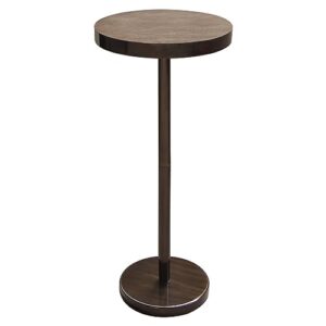 COVLON Pedestal Side Table, Drink Table, Small End Table, Martini Table for Living Room, Dorm, Home Office and Bedroom, Distressed Finish, Brown
