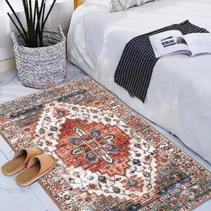 Aopota Area Rug Washable Small Front Door Rug for Entryway Mat Hallway Runner Rug Doormat Bohemian Faux Wool Throw Rug Non-Slip Low-Pile Floor Carpet for Kitchen Laundry Room Entrance Bathroom