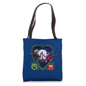 miraculous ladybug and cat noir the movie heart tote bag