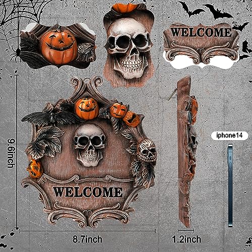 Halloween Decoration 3D Skeleton Welcome Sign Front Door Decoration, Scary Wall Decoration for Party Castle Haunted House Home Decor