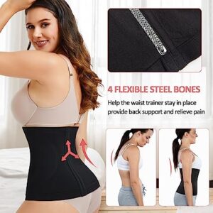 AOSBOEI Women Waist Trainer Shapewear Tummy Control Waist Cincher Sport Girdle Body Shaper Postpartum Recovery Belt (Small-Medium) Black