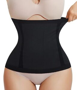 aosboei women waist trainer shapewear tummy control waist cincher sport girdle body shaper postpartum recovery belt (large-x-large) black