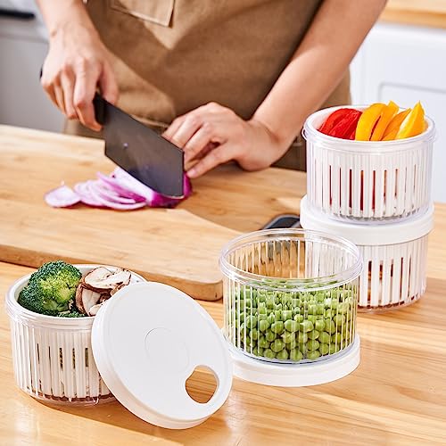 KAFUN 3Pack Berry Keeper Container,Berry Storage Container for Fridge with Lids,Fruit Produce Saver with Removable Strainer Basket,Scallion Storage Box,Fresh Keeper for Scallion Ginger Garlic