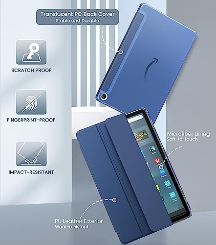 MoKo Case Fits Amazon Kindle Fire Max 11 Tablet (13th Gen, 2023 Release) 11" - Slim PU Leather Trifold Stand Cover for Kindle Fire 11 Tablet Colored Hard Back Shell with Auto Wake/Sleep, Navy Blue