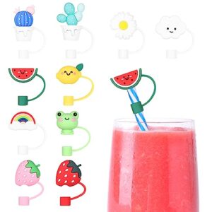 funspread 10pcs straw caps covers, 8mm drinking straw covers for reusable straws, straw protector cover, silicone straw covers cap, straw toppers for tumblers (10pcs)