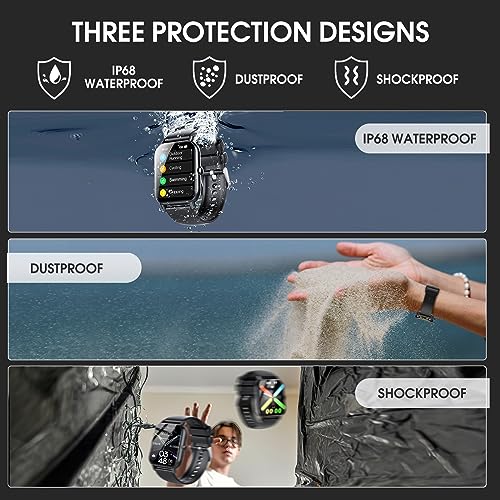Smart Watch for Men Women(Dial/Answer Calls), Activity Trackers with Heart Rate/Sleep Monitor, 112 Sports Modes/IP68 Waterproof, 1.85" HD Touchscreen Fitness Watch Compatible with Android iOS, Black