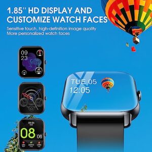 Smart Watch for Men Women(Dial/Answer Calls), Activity Trackers with Heart Rate/Sleep Monitor, 112 Sports Modes/IP68 Waterproof, 1.85" HD Touchscreen Fitness Watch Compatible with Android iOS, Black
