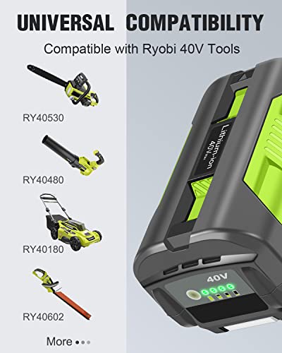 COOMYXIN 6.0Ah 40V Battery Replacement for Ryobi 40V Battery OP4040 OP4026 OP4030 OP4050 OP4060A，Compatible with Ryobi 40-Volt Battery Power Tools and Charger