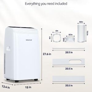 VAGKRI Portable Air Conditioners 14000 BTU ASHRAE (10200 BTU DOE/SACC), 3-in-1 AC Unit with Fan & Dehumidifier Cools up to 700 sq. ft, Smart/Sleep Mode 3 Fan Speeds Auto Swing 24H Timer Remote Control