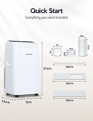 VAGKRI Portable Air Conditioners 14000 BTU ASHRAE (10200 BTU DOE/SACC), 3-in-1 AC Unit with Fan & Dehumidifier Cools up to 700 sq. ft, Smart/Sleep Mode 3 Fan Speeds Auto Swing 24H Timer Remote Control