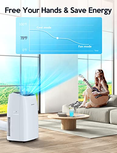 VAGKRI Portable Air Conditioners 14000 BTU ASHRAE (10200 BTU DOE/SACC), 3-in-1 AC Unit with Fan & Dehumidifier Cools up to 700 sq. ft, Smart/Sleep Mode 3 Fan Speeds Auto Swing 24H Timer Remote Control