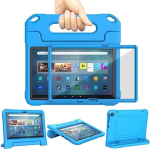 new amazon kindle fire max 11 kids tablet case (13th gen, 2023 released), dj&rppq lightweight shockproof cover built-in screen protector with handle stand for kindle fire max 11 tablet - blue