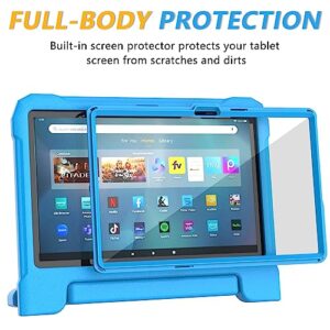 New Amazon Kindle Fire Max 11 Kids Tablet Case (13th Gen, 2023 Released), DJ&RPPQ Lightweight Shockproof Cover Built-in Screen Protector with Handle Stand for Kindle Fire Max 11 Tablet - Blue