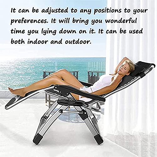 MINDONG HZH Garden Lounge Chair Oversize Folding Lounger, Adjustable Recliner Outdoor Reclining Beach Desk Garden Lounger with Cushions (B)