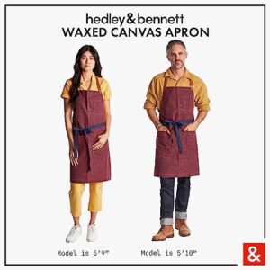 Hedley & Bennett Napa Valley Waxman Apron - 100% Cotton, 12.05 oz Waxed Canvas Apron with Pockets & Adjustable Leather Strap for Grilling, Baking, BBQ, Cooking - Professional Chef Apron