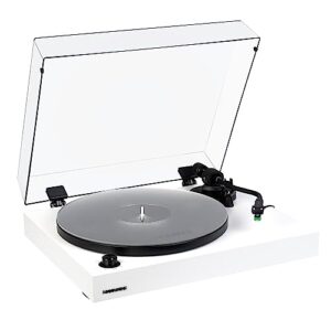 fluance rt81+ elite high fidelity vinyl turntable record player, audio technica vm95e cartridge, anti-resonant platter, acrylic mat, phono preamp, wood plinth, adjustable isolation feet - matte white