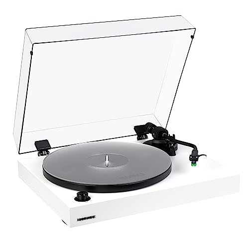 Fluance RT81+ Elite High Fidelity Vinyl Turntable Record Player, Audio Technica VM95E Cartridge, Anti-Resonant Platter, Acrylic Mat, Phono Preamp, Wood Plinth, Adjustable Isolation Feet - Matte White