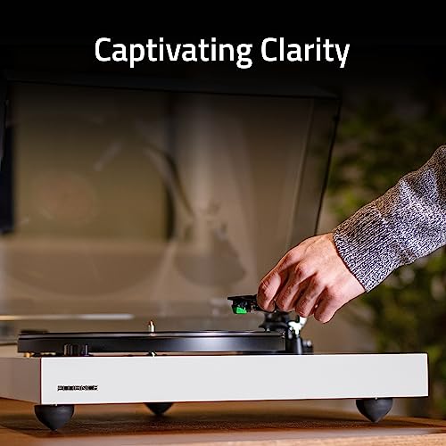 Fluance RT81+ Elite High Fidelity Vinyl Turntable Record Player, Audio Technica VM95E Cartridge, Anti-Resonant Platter, Acrylic Mat, Phono Preamp, Wood Plinth, Adjustable Isolation Feet - Matte White