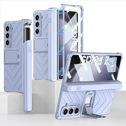 SHIEID Samsung Fold 5 Case with Hinge Protection, Galaxy Z Fold 5 Case Built-in Screen Protector & Kickstand & S Pen Slot Case for Samsung Galaxy Z Fold 5 2023, Blue