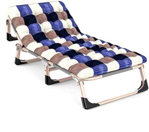 chlddhc desk chairs folding sunbed cushion,lay flat garden sun chair, adjustable backrest outdoor patio loungers (color : a)