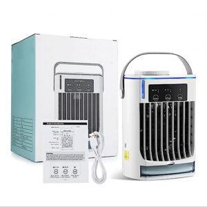 Quiet Mini Ac - 500ml Quiet Mini Air Conditioner, Aire Acondicionado Portatil para Cuarto with Blue Atmosphere Light, 3 Mist Modes | Mini Air Conditioner Fan for Room/Office/Camping/Table Car