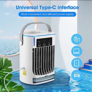 Quiet Mini Ac - 500ml Quiet Mini Air Conditioner, Aire Acondicionado Portatil para Cuarto with Blue Atmosphere Light, 3 Mist Modes | Mini Air Conditioner Fan for Room/Office/Camping/Table Car