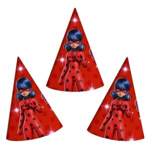 pc 10 miraculous ladybug paper hats for kids. cartoon miraculous ladybug birthday party supplies.