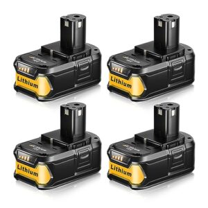 ferryboat p108 replacement for ryobi 18v battery lithium ion one + real capacity 5.0 ah batteries p102 p103 p104 p105 p107 p109,4-pack