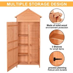 Outdoor Storage Shed - Wood Garden Storage Cabinet - Waterproof Tool StorageCabinet with Lockable Doors for Garden, Patio, Backyard, Backyard, Patio, Lawn.Meadow, Farmland