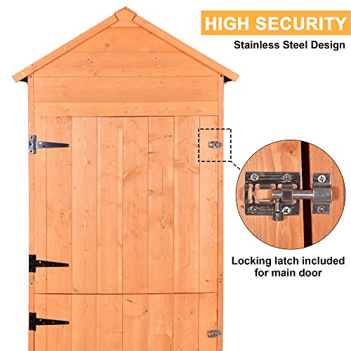 Outdoor Storage Shed - Wood Garden Storage Cabinet - Waterproof Tool StorageCabinet with Lockable Doors for Garden, Patio, Backyard, Backyard, Patio, Lawn.Meadow, Farmland