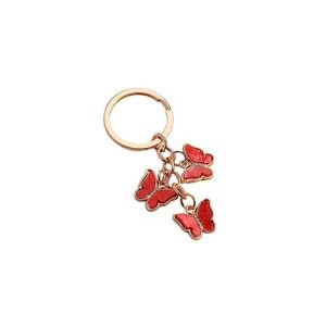 1~3 pcs butterfly charms keychain cute acrylic crystal butterfly chain tassel keyring purse bag accessories(red)
