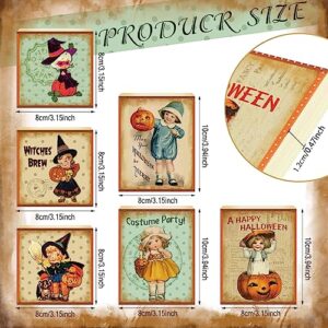 Tradder 6 Pcs Fall Wooden Table Sign Fall Tiered Tray Decor Set Thanksgiving Table Centerpieces Block for Home Halloween Harvest Party Decorations (Novel Style)