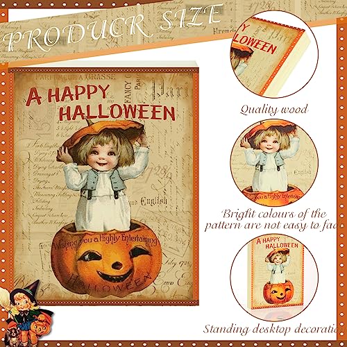 Tradder 6 Pcs Fall Wooden Table Sign Fall Tiered Tray Decor Set Thanksgiving Table Centerpieces Block for Home Halloween Harvest Party Decorations (Novel Style)