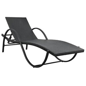 BUKSCYJS Patio Chaise lounges,Outside Lounge Chairs,Sun Lounger with Cushion & Table Poly Rattan Black,Bedroom Lounge Chair,Travel Beach Chair,Bedroom Lounge Chair