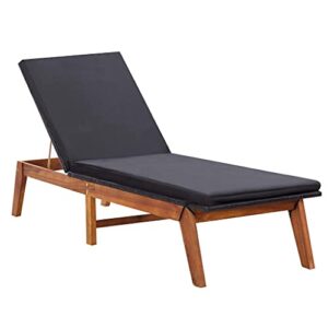 Folding Lounge Chair,Chaise lounges for Outside Patio,Sunbathing Chairs for Adults,Sun Lounger with Table Poly Rattan and Solid Acacia Wood,Lay Flat Beach Chair,Sunbathing Chairs for Adults