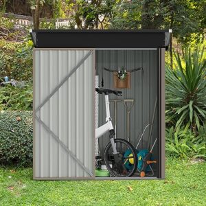 breezestival outdoor storage shed 5x3 ft, utility steel tool shed with lockable door and air vents, galvanized metal shed for garden backyard patio lawn (5' x 3')