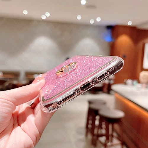 Easyscen Case for Samsung Galaxy S20 Ultra (6.9-inch) Girls Women Cute Luxury Glitter Shiny Sparkly Shell with Ring Stand Heart Slim Soft Shockproof Protective Phone Cover for Galaxy S20 Ultra - Pink